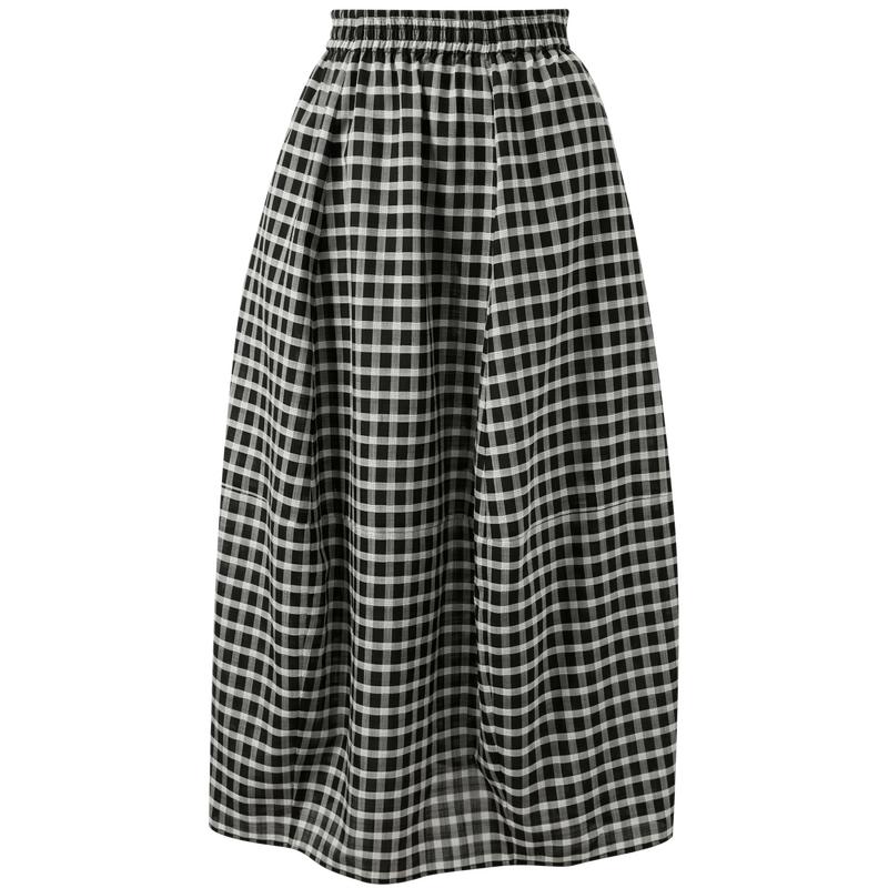 

Sancai Lyocell Blend High-Waisted Plaid A-Line Midi Skirt XL