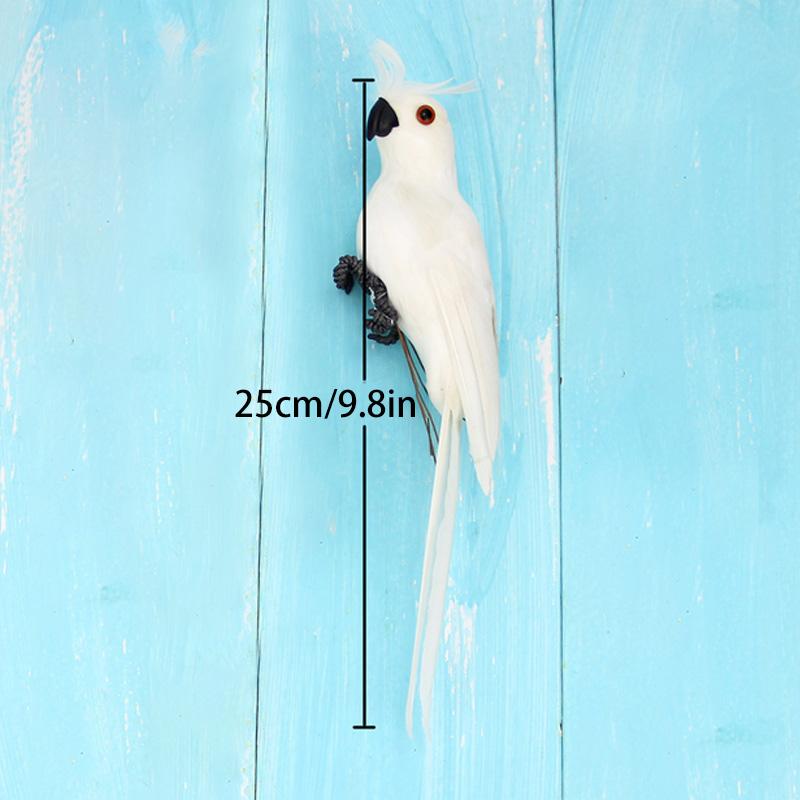 

1Pc Feather Handmade Animal Bird Creative Simulation Parrot DIY Lawn Figurine Ornament Garden Prop Decoration 25/35cm 25cm белый