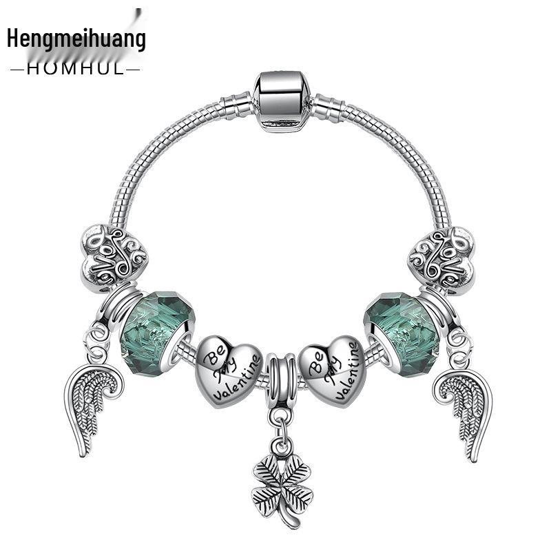 Women's Snowflake Diamond Heart Pendant Bracelet