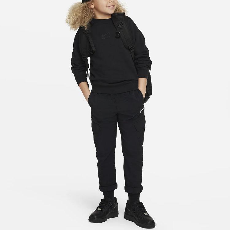 Nike Solid Color Logo Straight-Leg Knit Pants Kids Bottoms Black FD3239-010