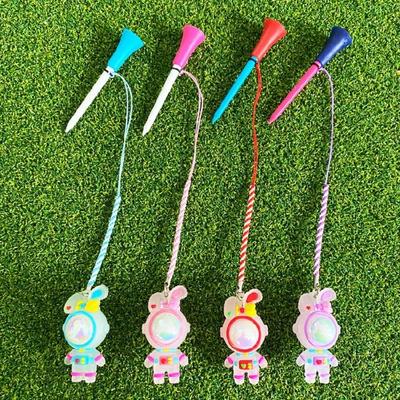Durability Silicones Golf Ball Marker Tees Golf Tees Flashing Light Cartoon Golf Tees for Secure Outdoor Game