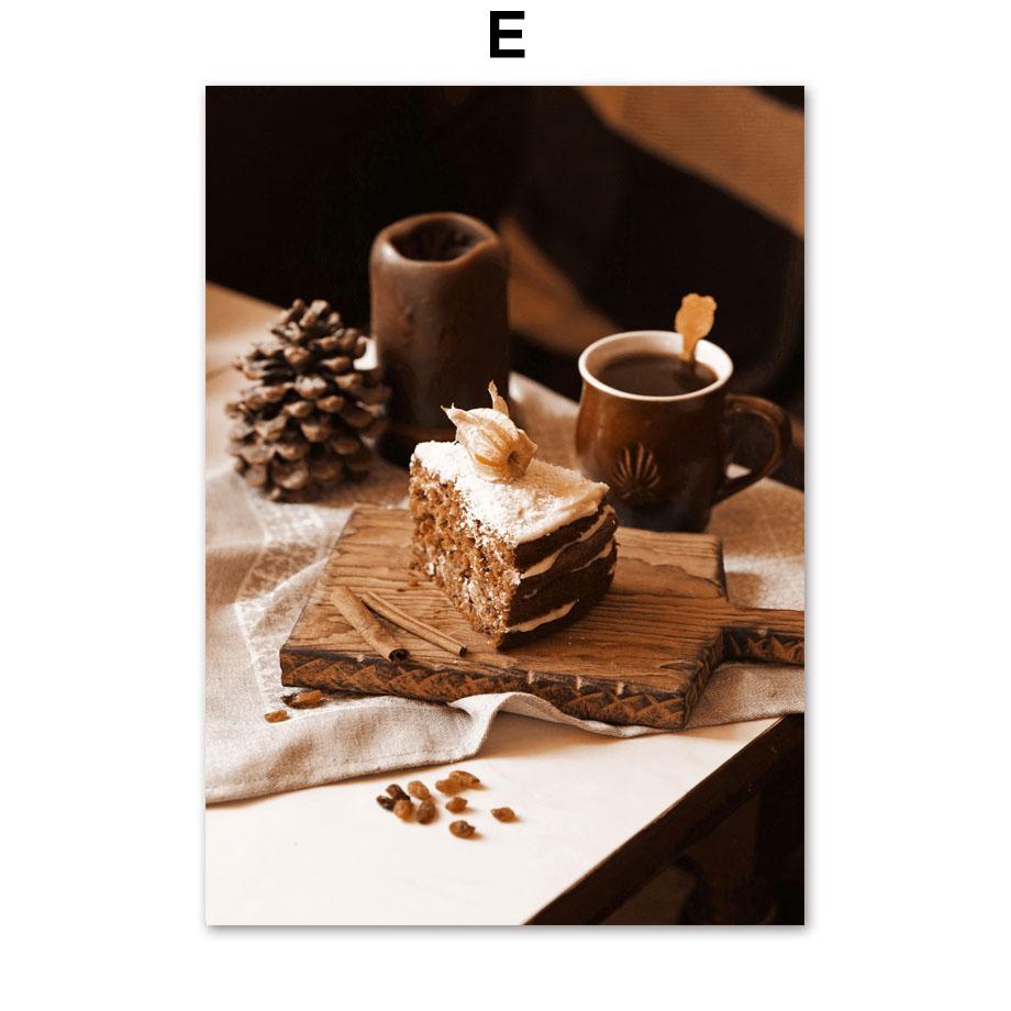 Coffee Bean Cup Chocolate Cake Dessert Shop Wall Art Canvas Painting Posters And Prints Hotel Cafe Picture Restaurant Room Decor