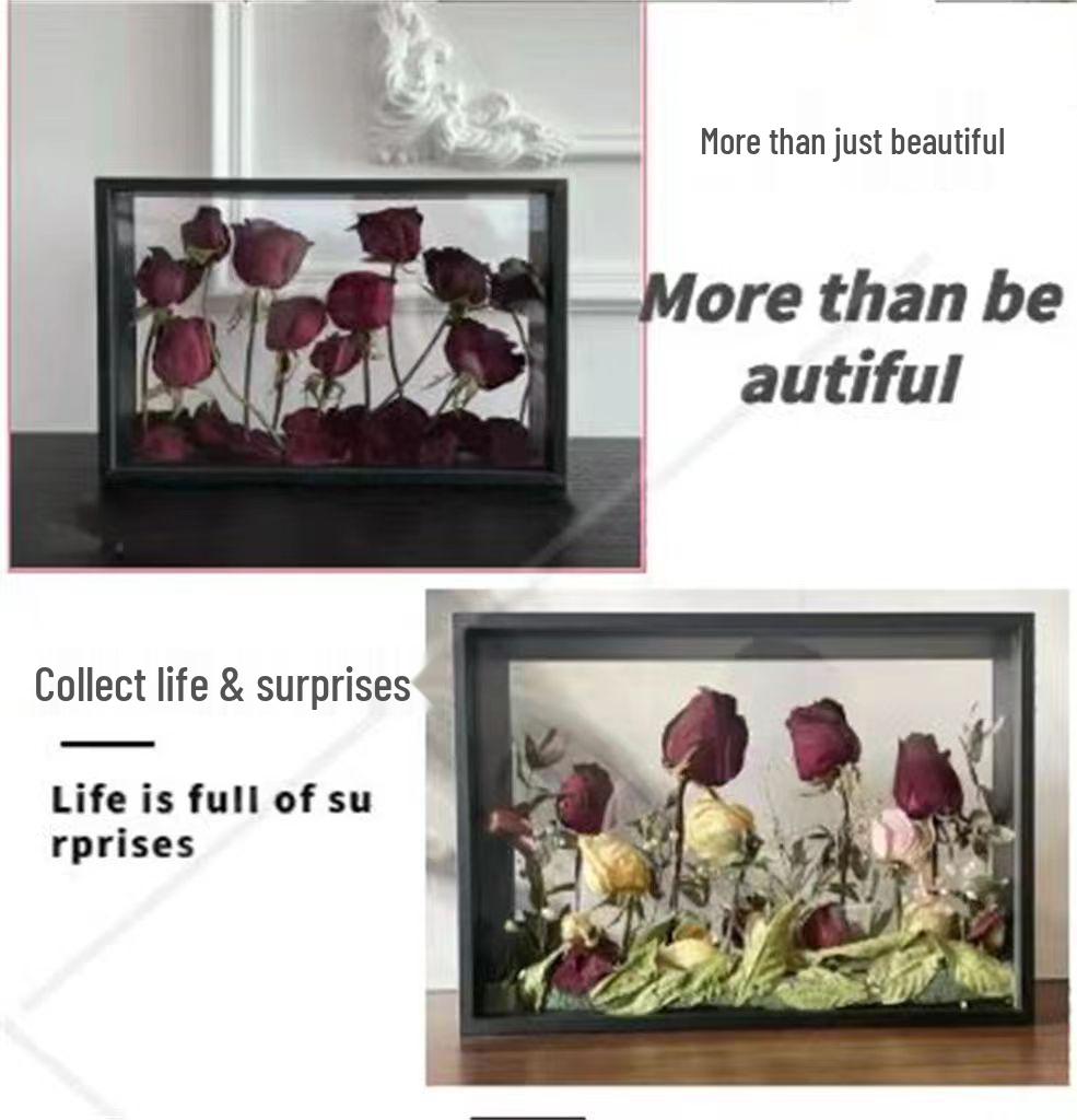 Modern Minimalist DIY Preserved Flower Mirror Frame - Decorative Hollow Picture and Dry Flower Display Stand