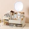 Chic Drawer-Style Cosmetic Organizer With Mirror - Portable Makeup Storage Box For Skincare, Lipstick & More