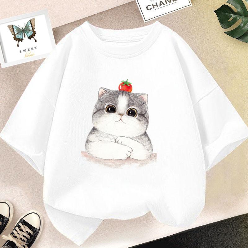 Cute Cartoon Rabbit Lollipop Print T Shirts Student Girls Kawaii Tee High Quality Cotton Summer Short Sleeve Casual Tops