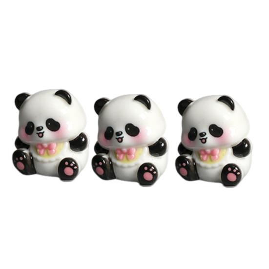 3 Pcs Mini Panda Figurines Cute Resin Panda Fairy Garden Accessories Cartoon Tiny розовый