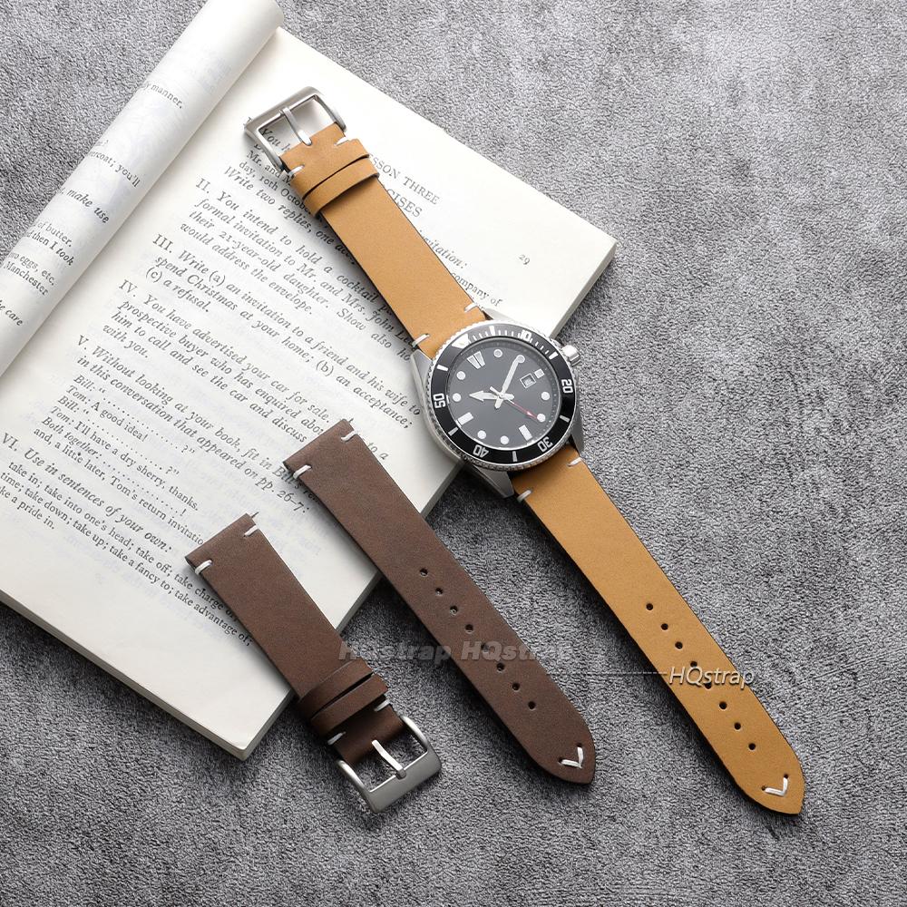 Quick Release Watch Band for Men Women 18mm 20mm 22mm Vintage Leather Watch Strap Replacement Handmade Stitching Cowhide Strap