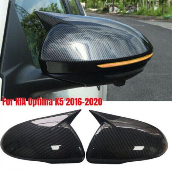 Carbon Fiber Ox Horn Rear View Mirror Cover Trim Cap For KIA K5 Optima 2016-