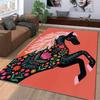 Floral Horse Design Carpet with Pink Mane on Coral Background  Suitable for use as an anti-slip for living room bedroom sofas