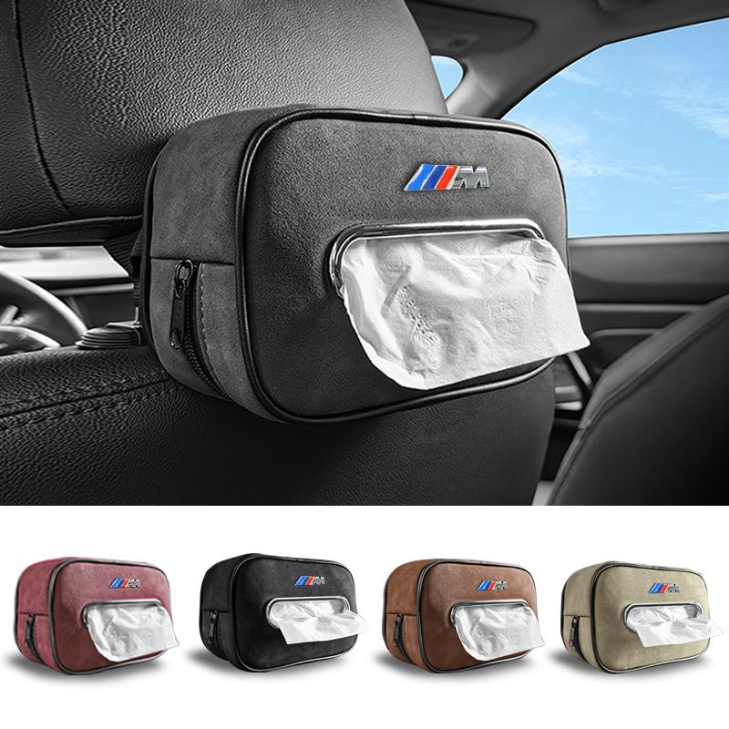 Car Metal Logo Tissue Box Sunshade Seat Backrest Suspension Tissue Box For BMW M X1 X3 X5 X6 X7 E30 E90 M3 E84 E83 F25 E91 E60 F WHAQY1