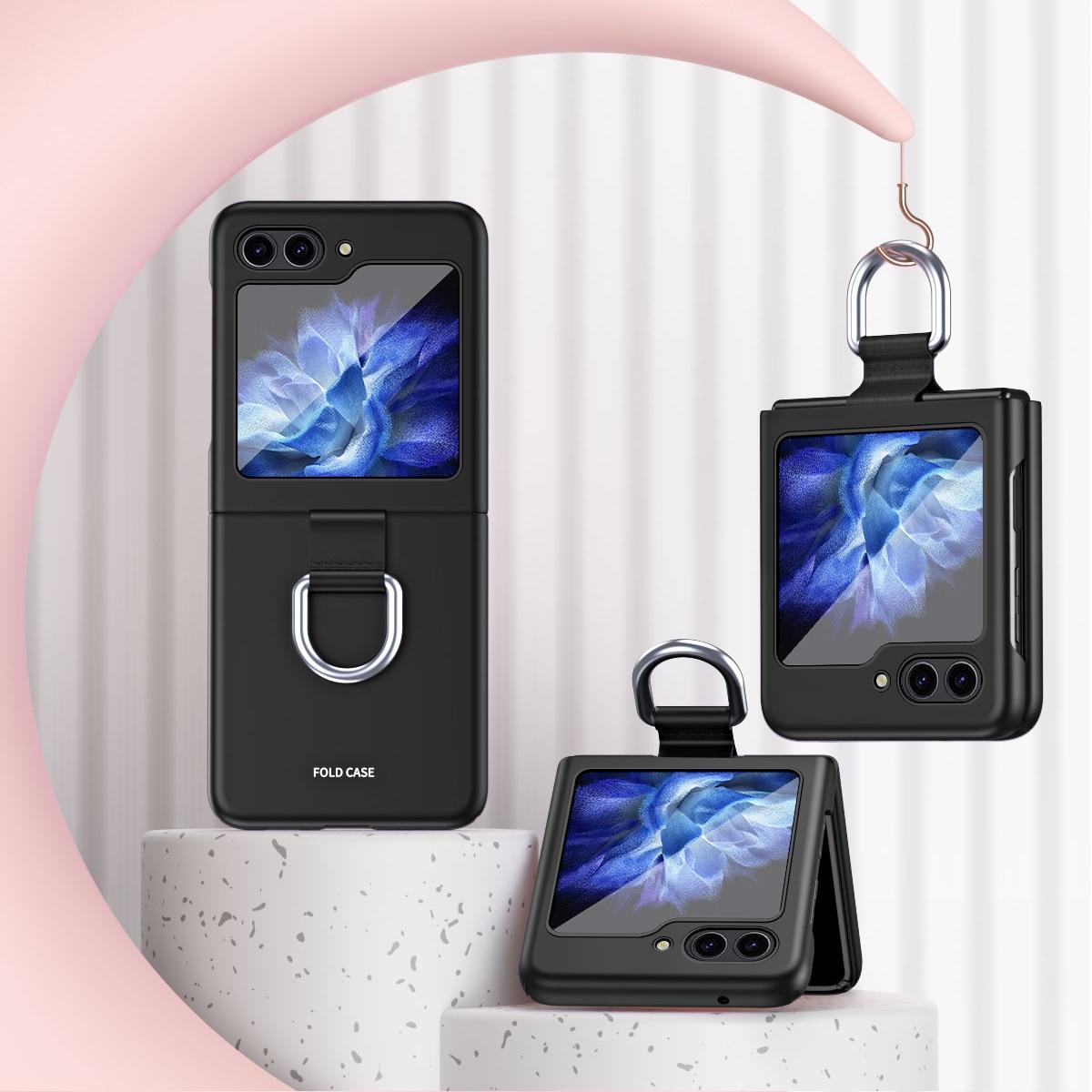 

Противоскользящий чехол с кольцом на палец для Samsung Galaxy Z Flip 5 5G Flip5 Flip4 Flip3 Flip 3 4 Zflip5, аксессуары для телефонов, защитный чехол for Samsung Z Flip 5 чёрный