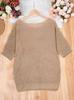 Cross-border summer round neck solid color casual loose shoulder sleeves versatile large size women's pullover sweater