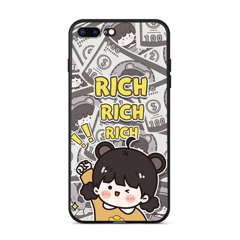 Süßes Mädchen versucht Geld zu verdienen reich werden Handyhülle für iPhone 11 Pro Max Xs X Xr 13 12 Mini 7 8 6s Plus SE Hart Handyhülle
