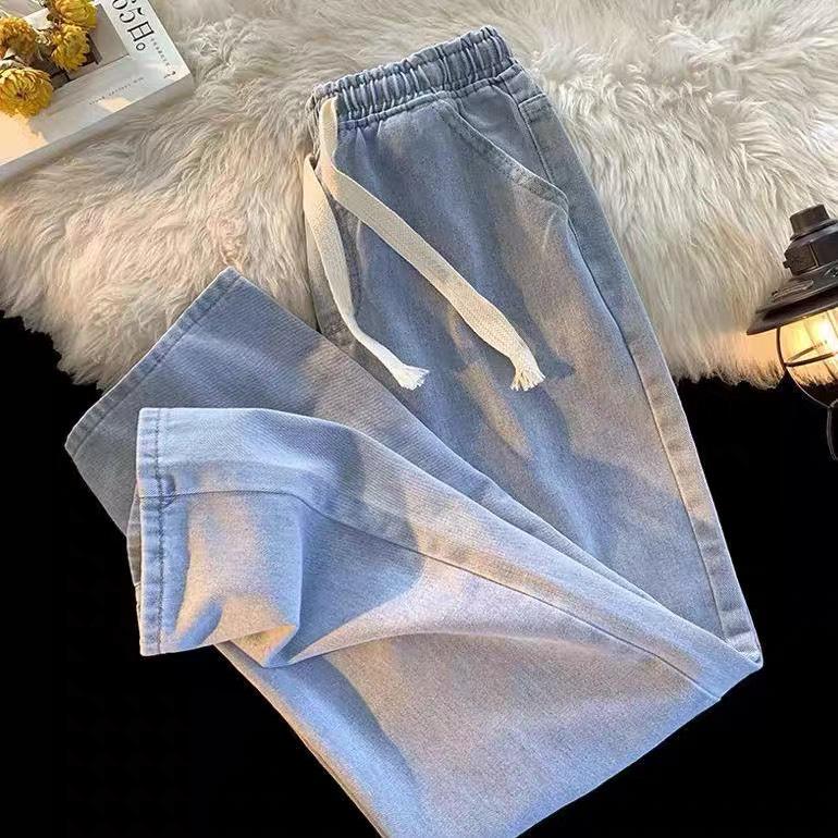Dámské retro džíny s vysokým pasem, rovnými širokými nohavicemi - Volné, zeštíhlující, trendy pro studentky