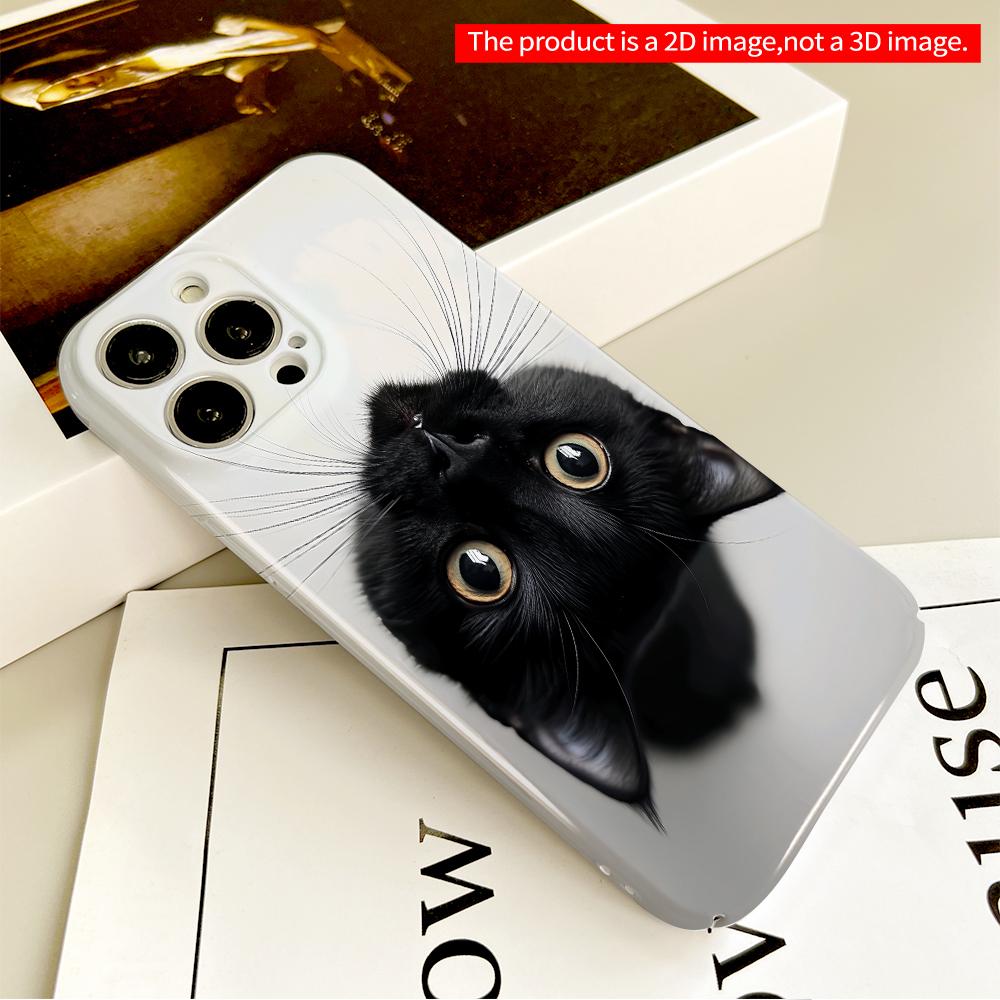 2DFlat Black Cat Eyes Up Close Phone Case All inclusive film hard phone case, compatible with iPhone 18 Pro Max 17 16 15 14 13 12 11