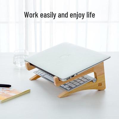 Solid Wood Laptop Vertical Stand with Cooling & Neck Protection