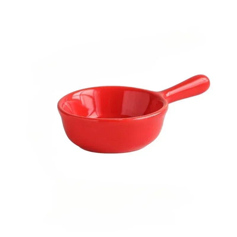 Creative Mini Ceramic Discretionary Dish Japanese Tableware Seasoning Dish Handle Dish Soy Sauce and Vinegar Sushi Dipping Plate
