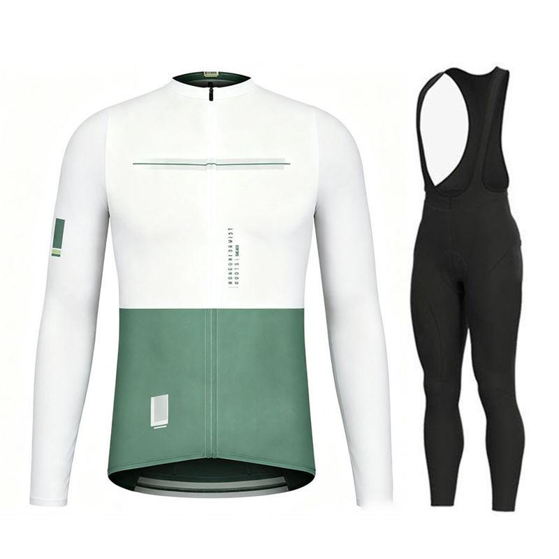 Spring and Autumn Team Long Sleeve Cycling Jersey Set Bib Pants Ropa Ciclismo Bicycle Clothing MTB Bike Uniform Men Clothes