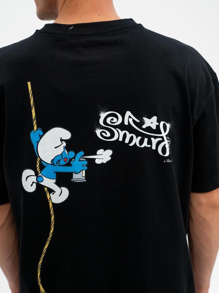 Men's Oversized Short Sleeve T-Shirt Black Smurfs Graffiti XXL