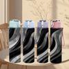 1PC Black Grey Marble Texture 750ml Color Plastic Sports Water Bottle Leakproof Flip Straw Lid Suitable for Sports Office Home Use
