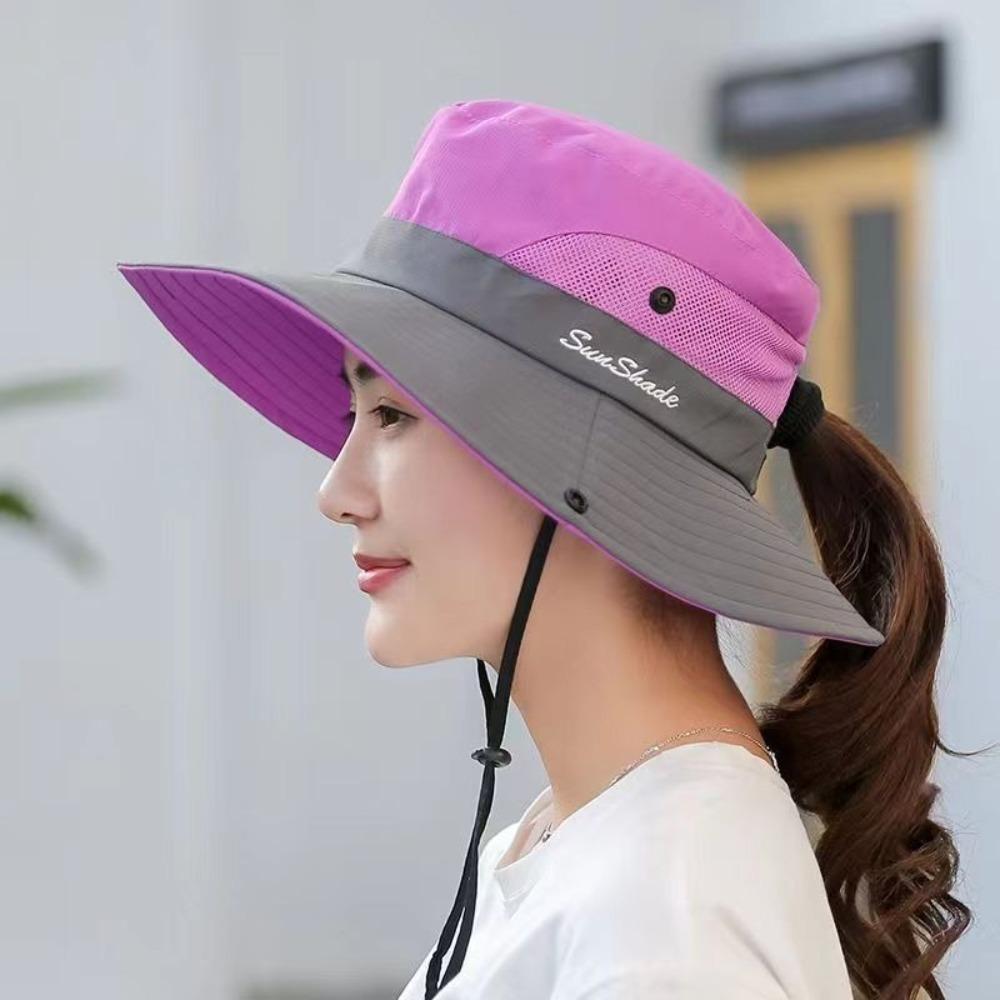 Trendy Fishing Cap Anti-Sun Sunscreen Hat Fashion Ponytail Hat  Summer