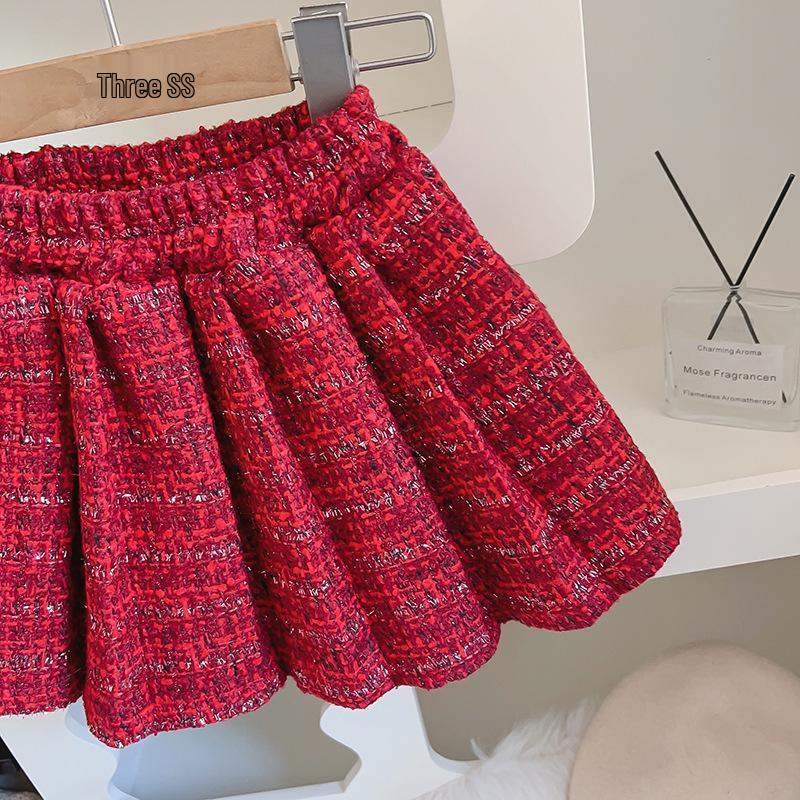 Jesień/Zima 2025 Uroczy Bawełniany Ciepły Dwuczęściowy Zestaw dla Dziewczynek w Francuskim Stylu