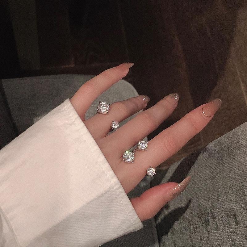 Cold Wind Diamond-Set Zircon Asymmetric Niche Design Feeling Opening High-End Feeling Ring Female Index Finger Ring