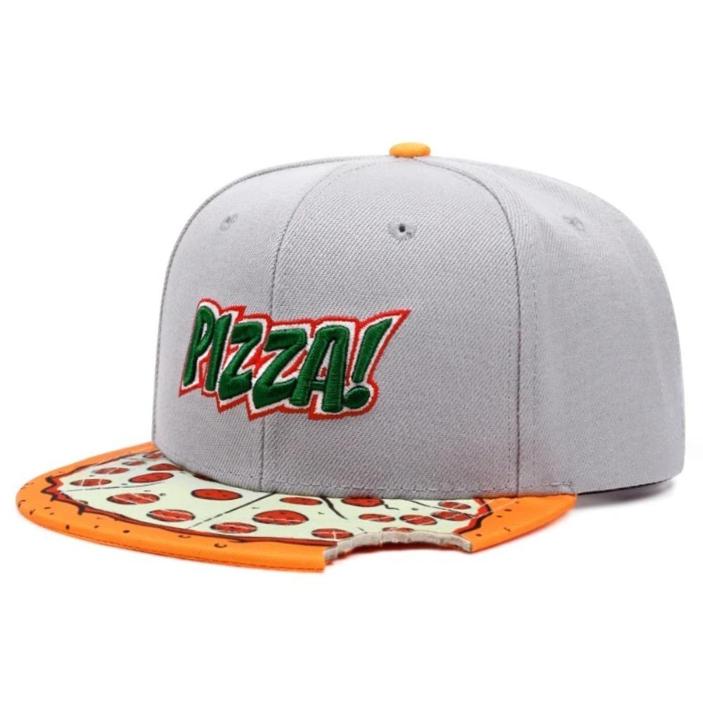 

Adjustable Hip Hop Hats PIZZA Embroidery Sunscreen Hat High Quality Baseball Cap Unisex Grey B