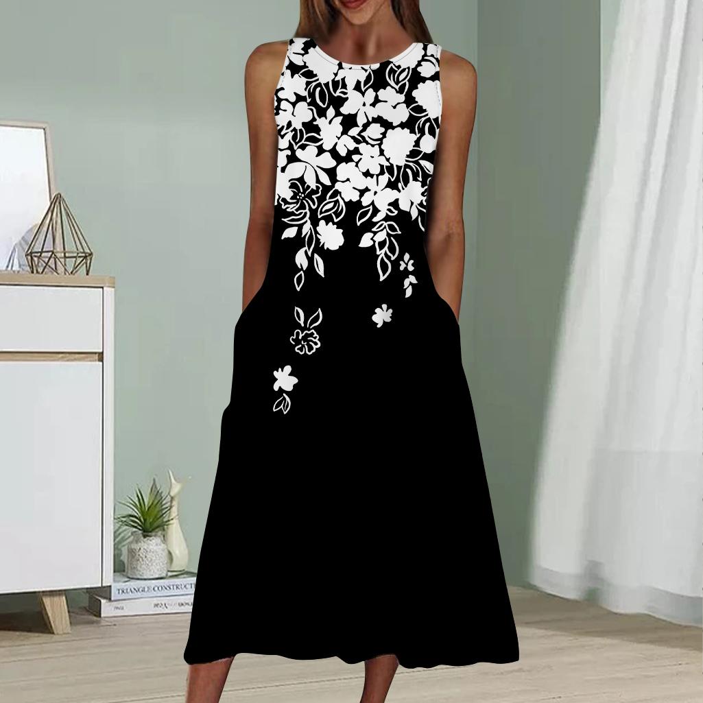 

Летнее модное сексуальное платье без рукавов, мягкое повседневное платье с принтом опавших листьев в формате 3D, платье без рукавов на бретельках