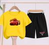 Children Aged 3 to 14 Summer Fashion T-shirt set Children Disney Car Print T-shirt + shorts Girl Boy Casual Tops Toddler Clothes