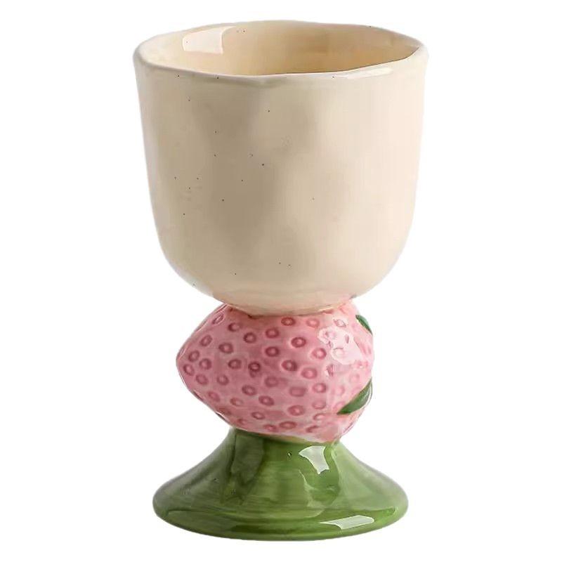 Hand Painted Fruit Ice Cream Ceramic Stem Cup Gift Box for Breakfast Dessert Party Home Decor Present