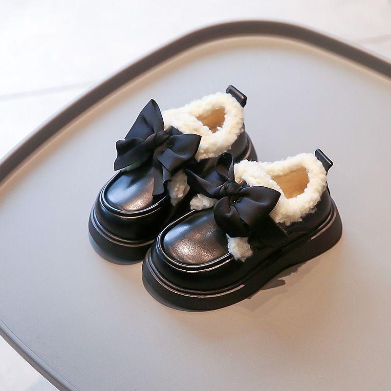 Girls' Shoes, Cotton Shoes, 2025 Autumn/winter New Children's Shoes, Fleece Thickened Snow Boots, Baby Winter Leather Shoes