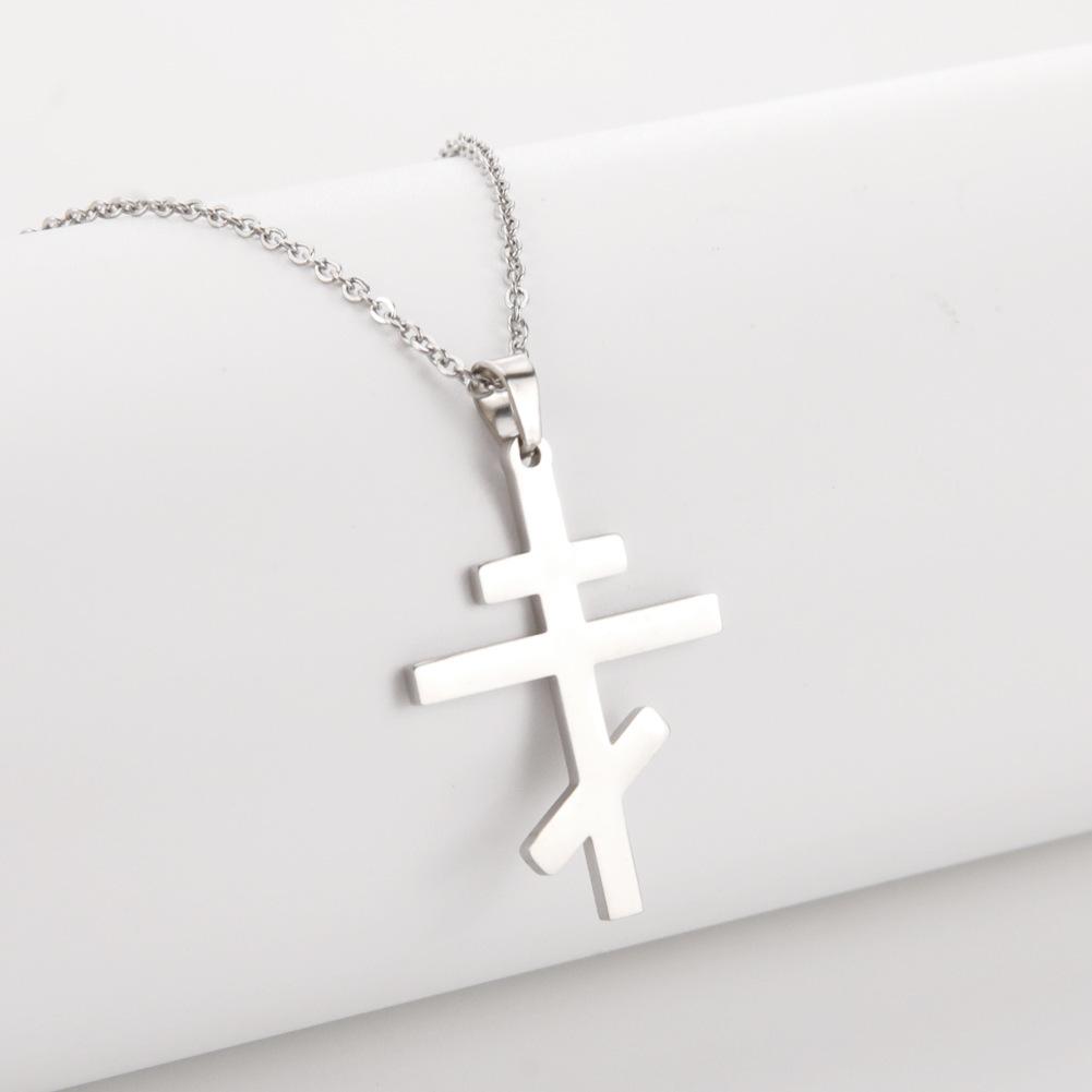 stainless steel necklace, European and American personality trend Orthodox cross chain, titanium steel necklace