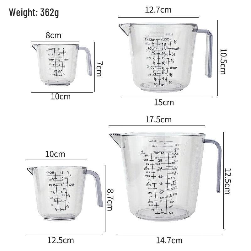 Yicang Transparent Plastic Measuring Cups, 1000ml (10-Pack)
