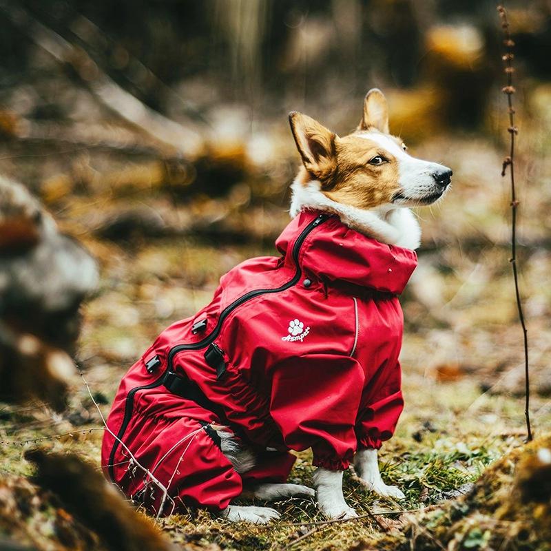 Nice Pet Dog Coat Outdoor Jacket Pet Waterproof Winter Warm Clothes Big Jumpsuit Reflective Raincoat For Medium Large Dogs