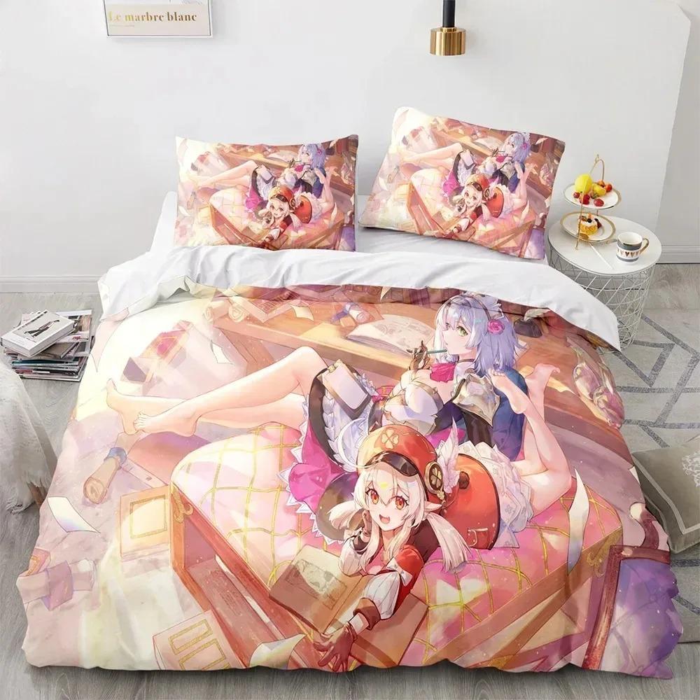 Game Genshin Impact Comforter Bedding Collections Quilt Bed Cover Duvet Cover Pillow Case Collections Kids Adult Size
