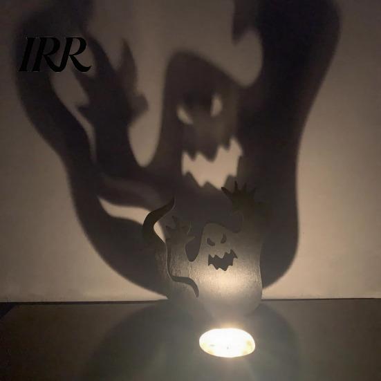 Stable Tea Light Base Halloween Ghost Candle Holder, Solid Wood Stand, Maple Leaf Decorative Holder Candlestick, Projection Stand for Spooky