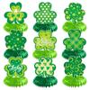 9pcs/set 2026 New Irish Festival Decoration, Clover Honeycomb Ornament, St. Patrick's Day Party Desktop Ornament Honeycomb