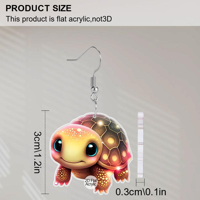 2D Flat Acrylic Cute Turtle Earrings Dangling Ocean Beach Summer Jewelry Sea Turtle Gifts for Women Mom Animal Lovers
