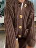 Women's European/American Style Thick Knit Pocket Button Cardigan Sweater, Autumn/Winter.