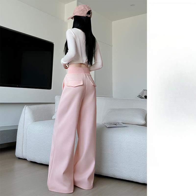 Gray Drawstring Sweatpants Womens Spring and Autumn Latest Straight Sweatpants