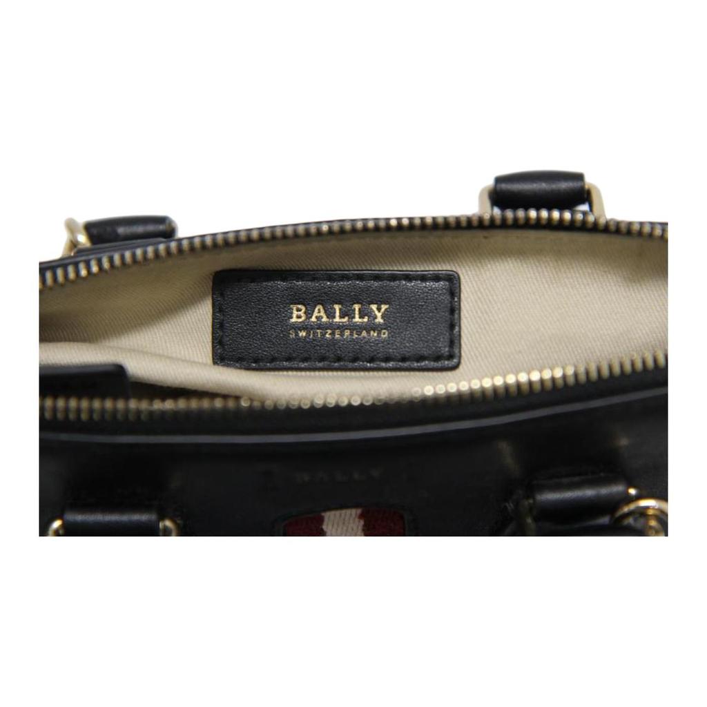 Bally Classic Stripe Logo Dainty Md. O Leather Boston Bag Women Handbags Black 6219721