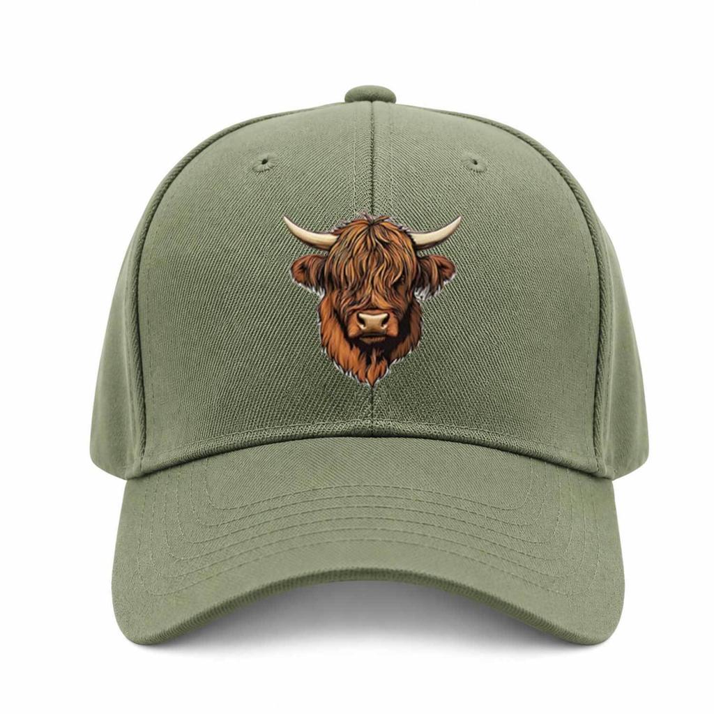 Highland Cow Print Adjustable Baseball Cap for Unisex Women Breathable Duckbill Sun Hat for Travel Camping Daily Wear