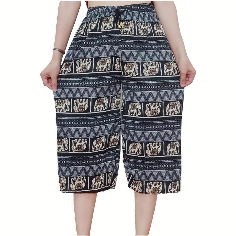 Elefant Korte Bukser Justerbar Elastisk Midje Stropp Unisex Kvinner Menn Trykk Thailand Casual Streetwear Strand Sommer Boho Bohemsk Retro Vintage