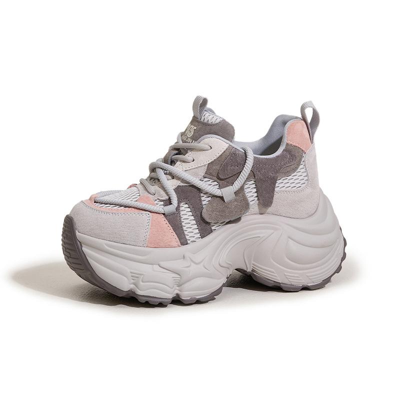 

Platform dad shoes women s 2025 autumn and winter new retro leather color matching versatile casual sports shoes inner height increase women s shoes 39