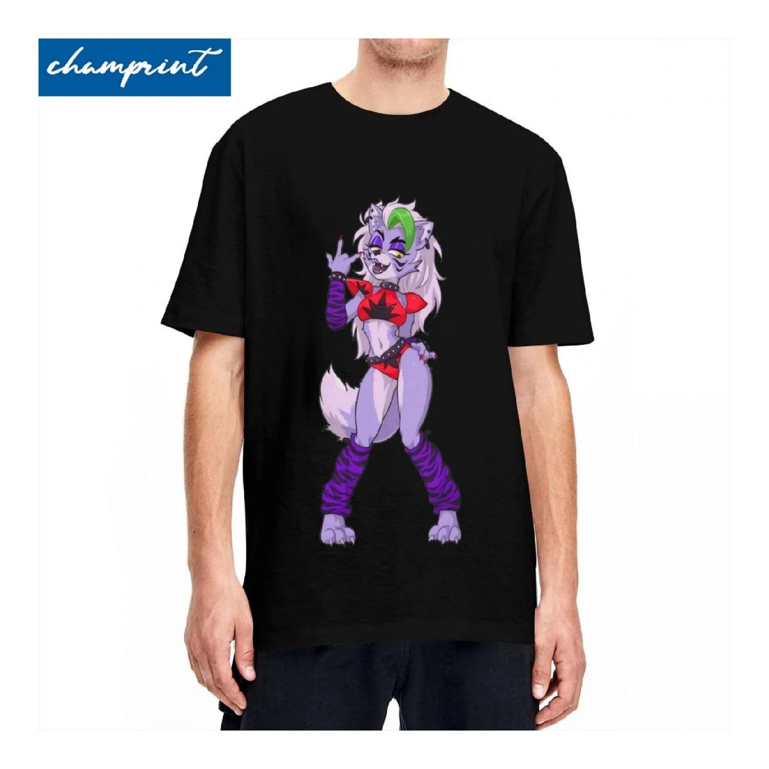 

FNAF Roxanne Wolf T-Shirt for Men Women Funny Cotton Tee Shirt Crew Neck Short Sleeve T Shirts Plus Size Tops S чёрный