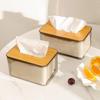 Tissue Clear Box Napkin Household Transparent Holder Paper Box With Bamboo CoverContainer Living Room Bedroom Tissue Storage Box
