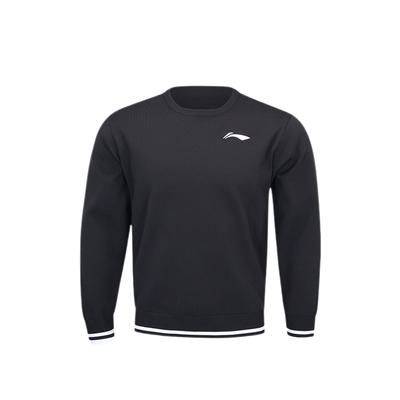 Li Ning Simple Logo Comfortable Pullover Casual Long Sleeve Knit Sweater Men Sweater Black AMBU295-1