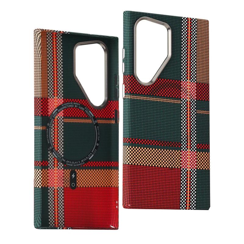 High-End Carbon Fibre Texture Magnetic Case For Samsung Galaxy S23 S24 S25 S26 Ultra Plus Anti-Scratch Shockproof PC Phone Cover