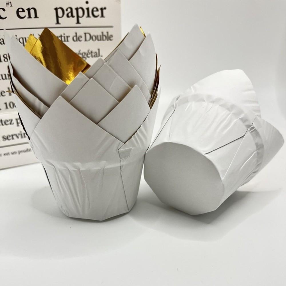 50Pcs Pastry Tools Muffin Cupcake Liners Tulip Style High Temperature Resistant Cupcake Paper Cups Oilproof & Non-Stick